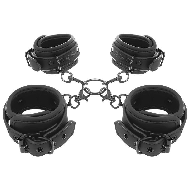 Fetish Submissive Set Esposas Manos Y Tobillos Con Forro De Nopreno