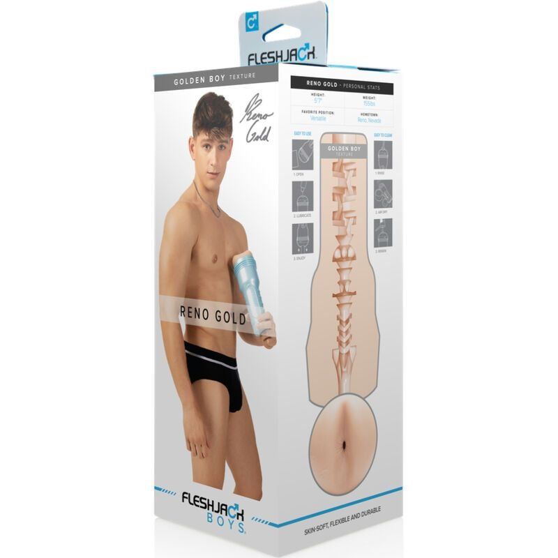 Fleshjack Reno Gold Golden Boy | Masturbador Ano 22,8 cm realista